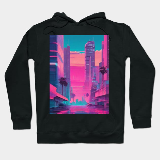 Vaporwave city aesthetic Hoodie by Spaceboyishere